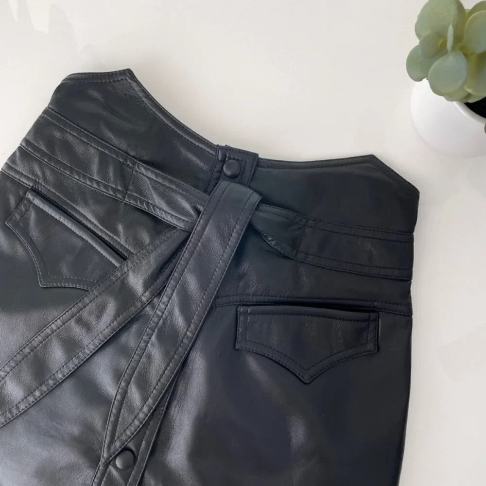 Nanushka Reese Faux Leather Western Mini Skirt